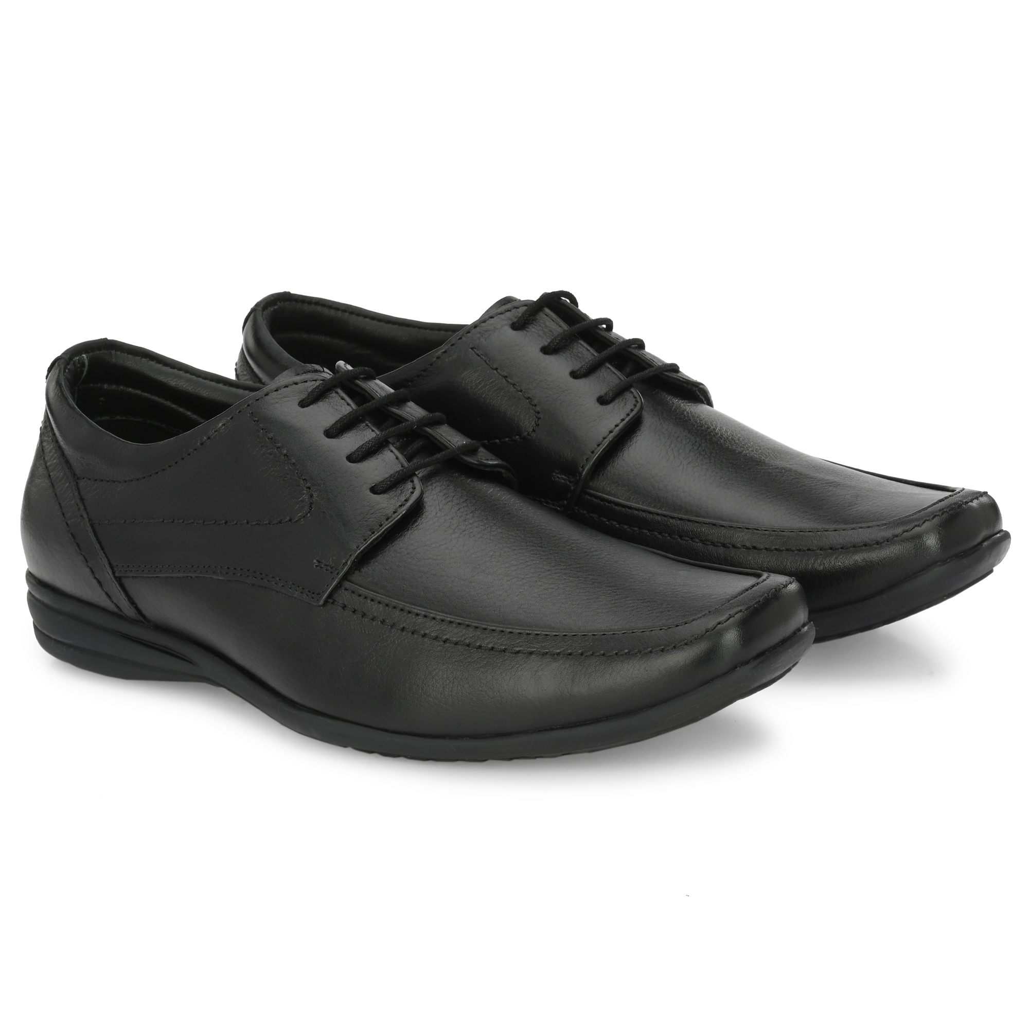 Jon Marker Leather Formal Derby Shoes - A7006 Black - Image 3