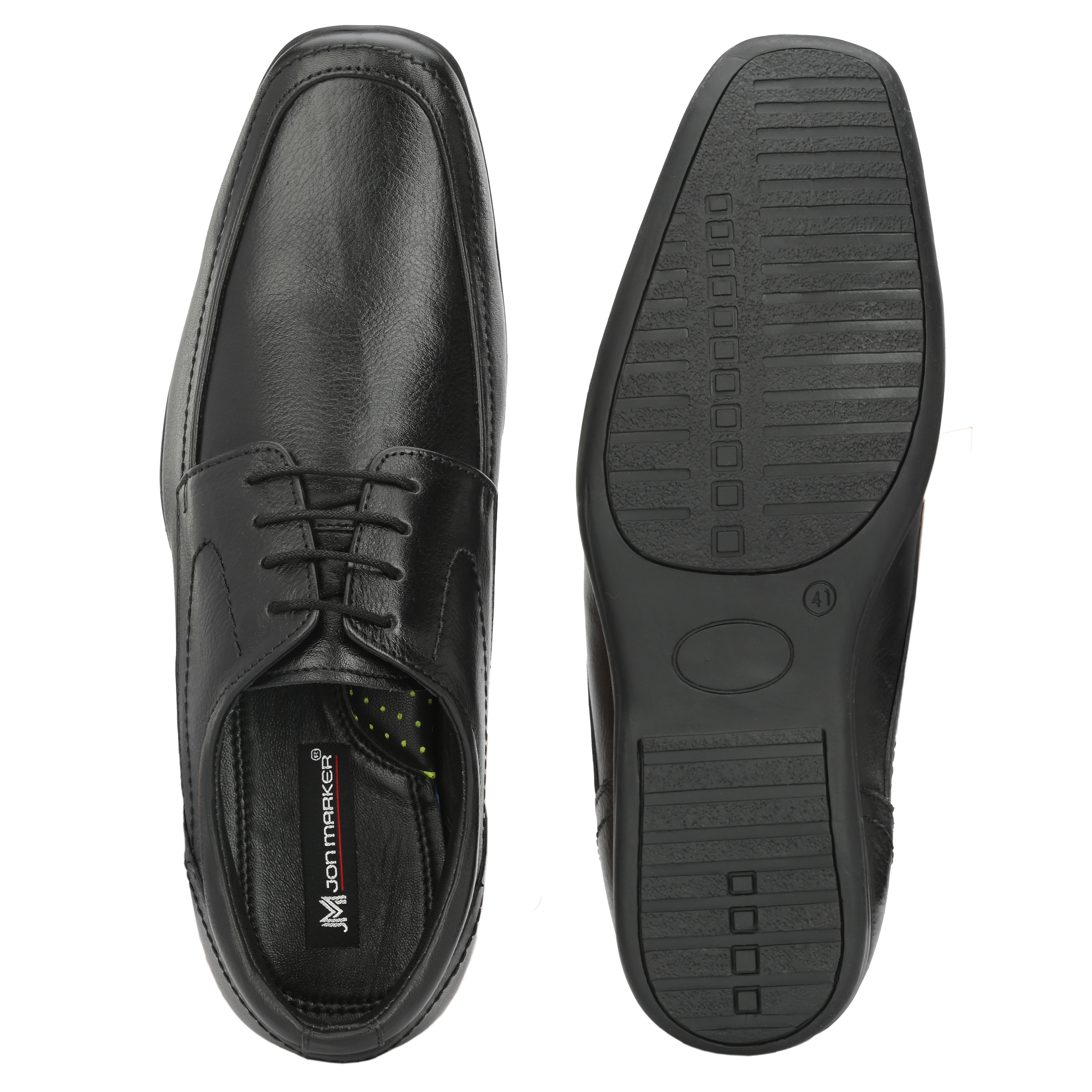Jon Marker Leather Formal Derby Shoes - A7006 Black - Image 7