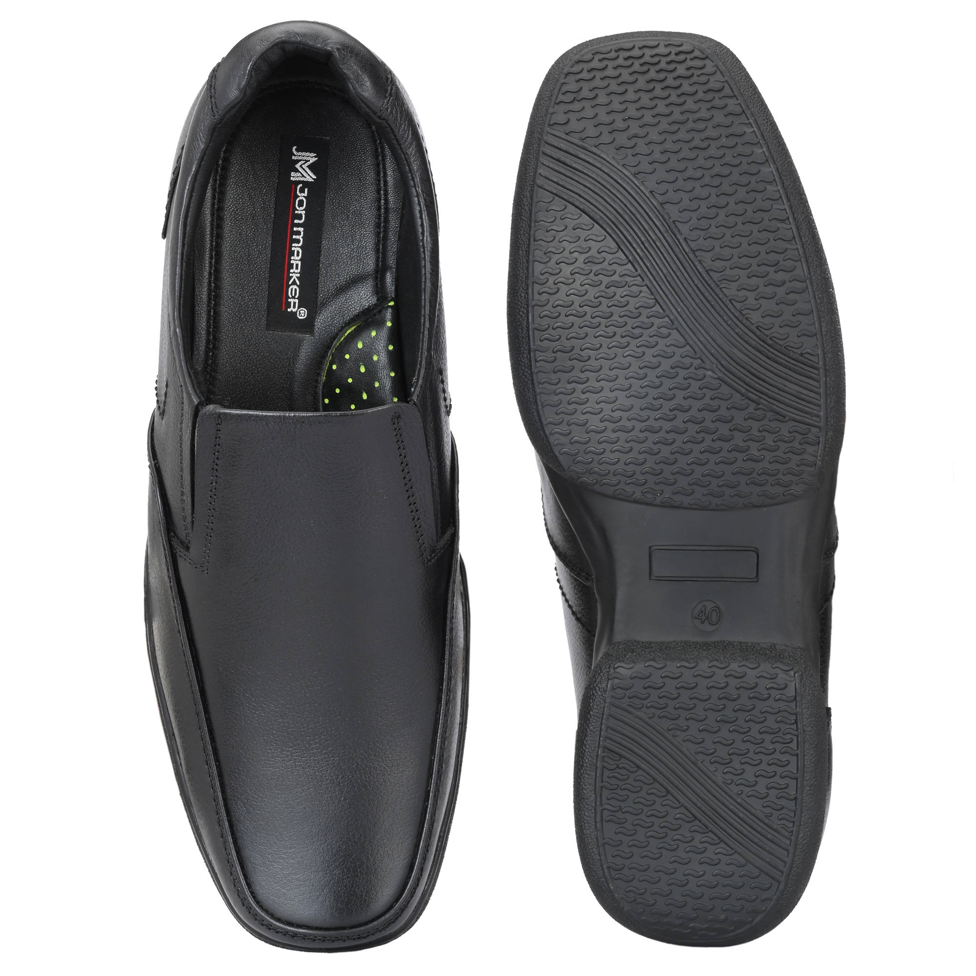 Jon Marker Leather Formal Moccasin Shoes - A9001 Black - Image 7