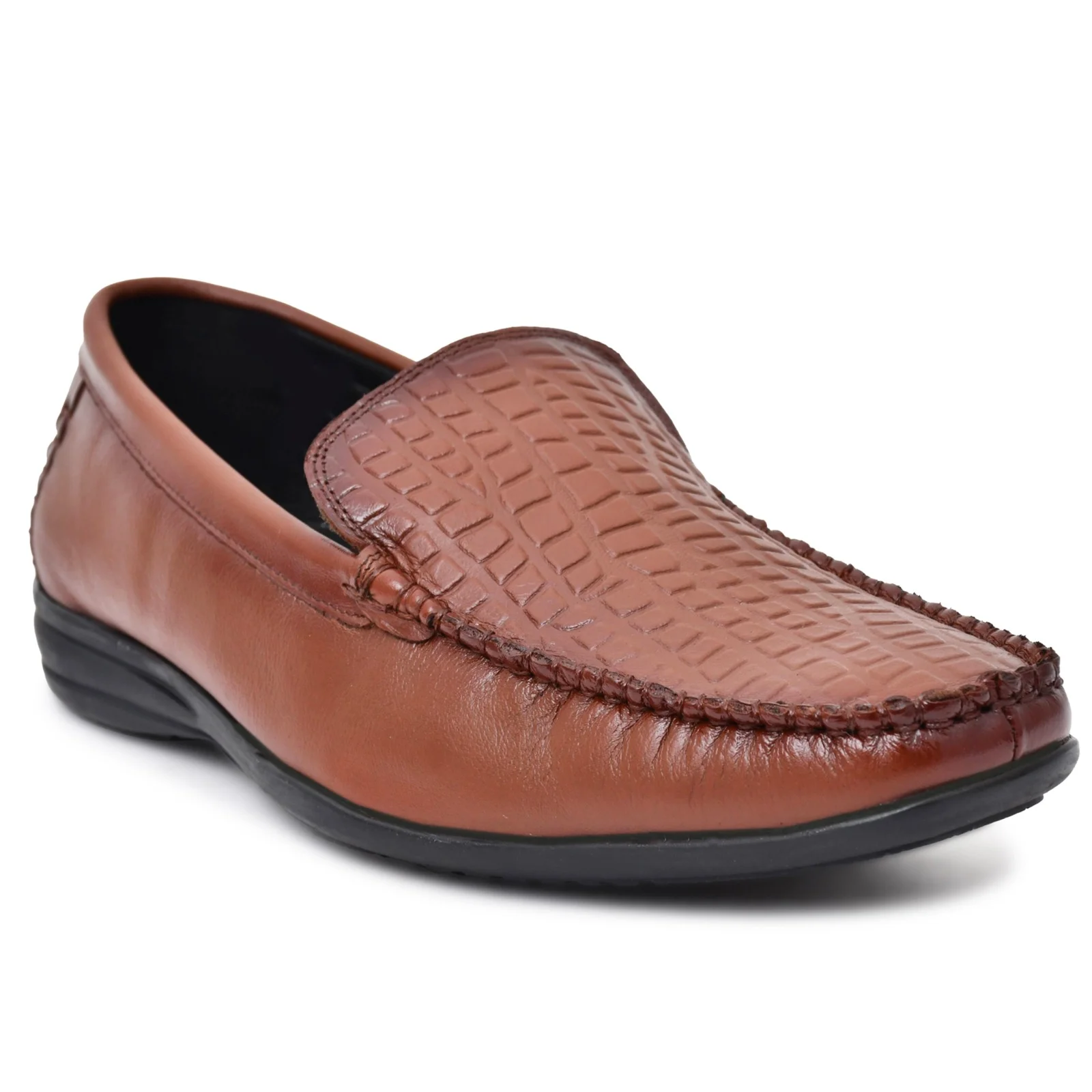 Jon Marker Leather Formal Loafer Shoes - A3005 Tan