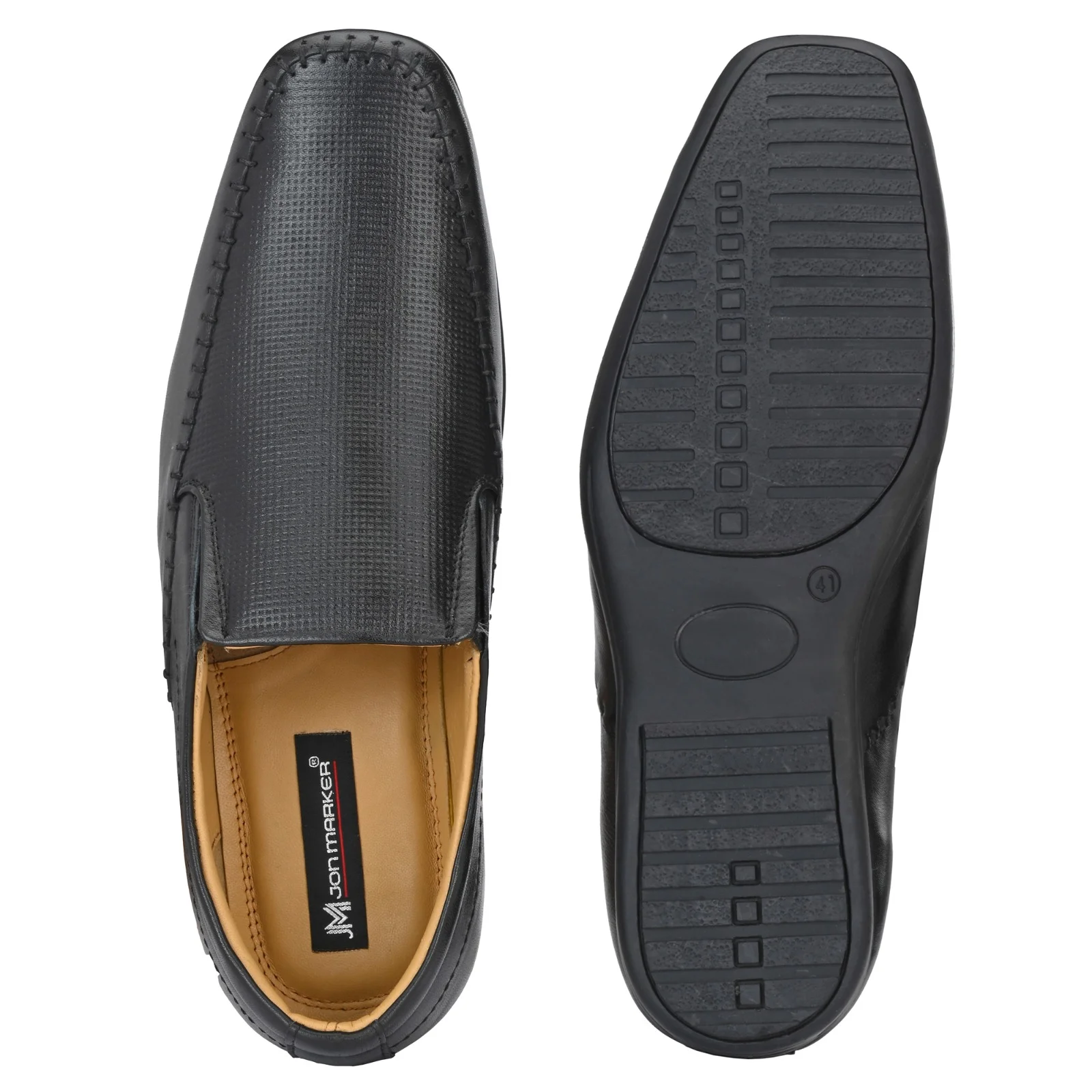 Jon Marker Leather Formal Moccasin Shoes - A7003 Black - Image 2