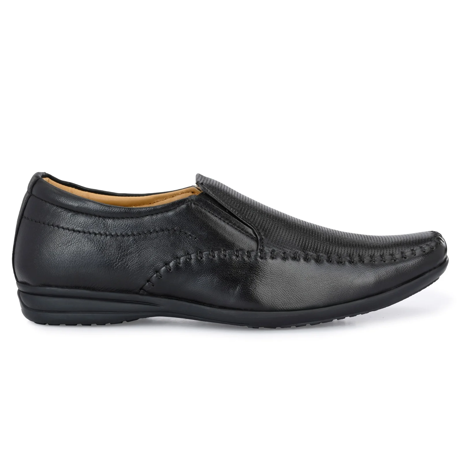 Jon Marker Leather Formal Moccasin Shoes - A7003 Black - Image 7