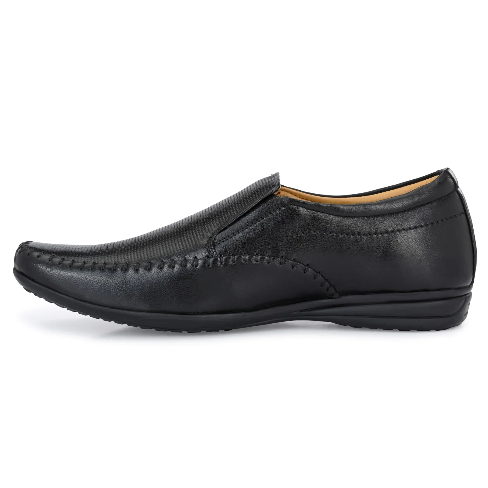 Jon Marker Leather Formal Moccasin Shoes - A7003 Black - Image 6