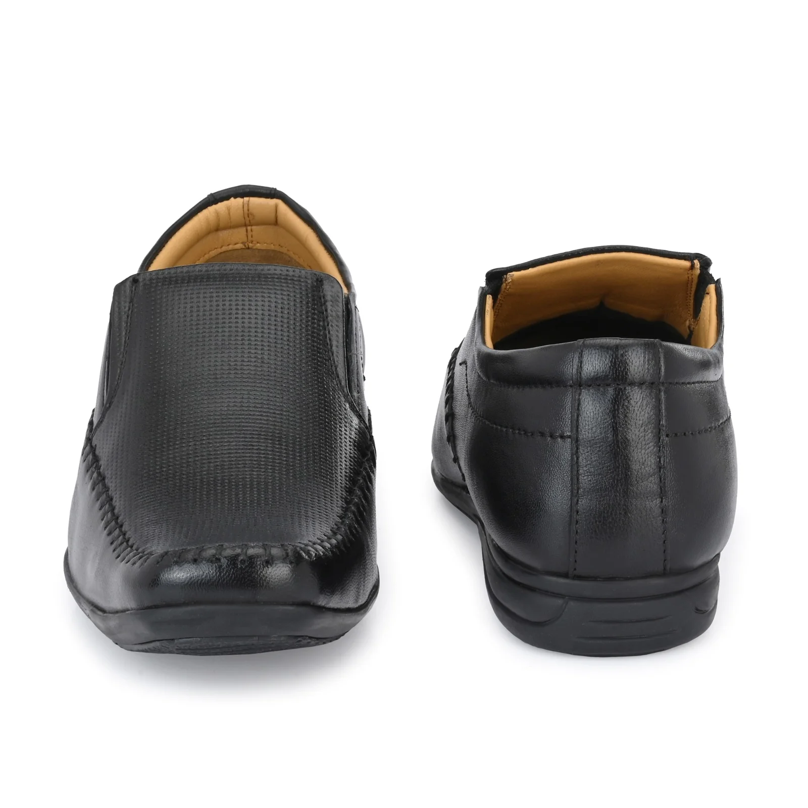 Jon Marker Leather Formal Moccasin Shoes - A7003 Black - Image 5