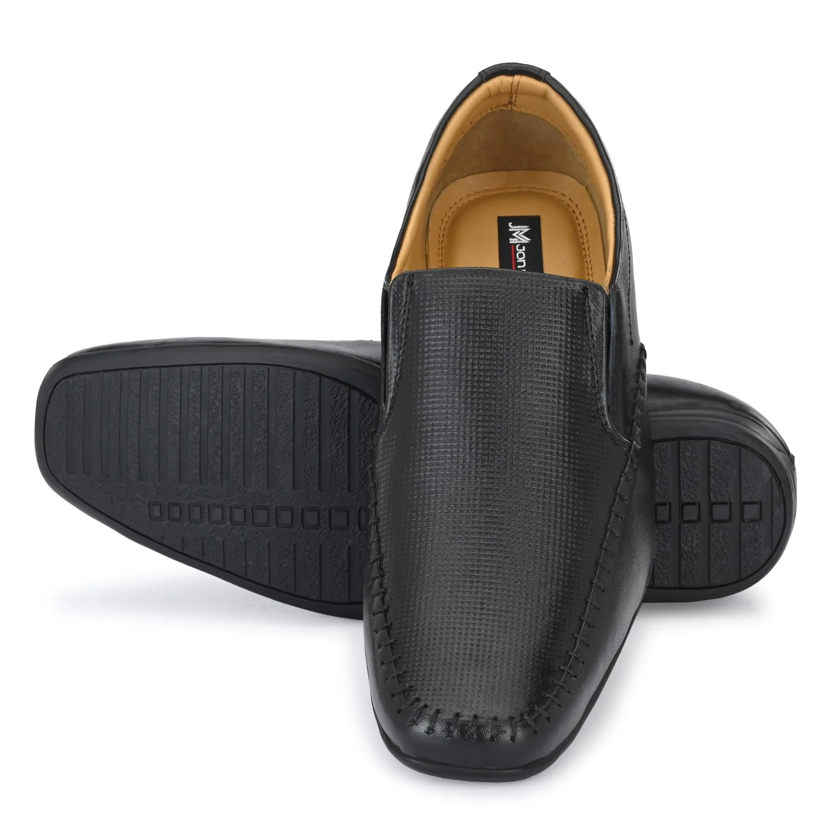 Jon Marker Leather Formal Moccasin Shoes - A7003 Black - Image 4