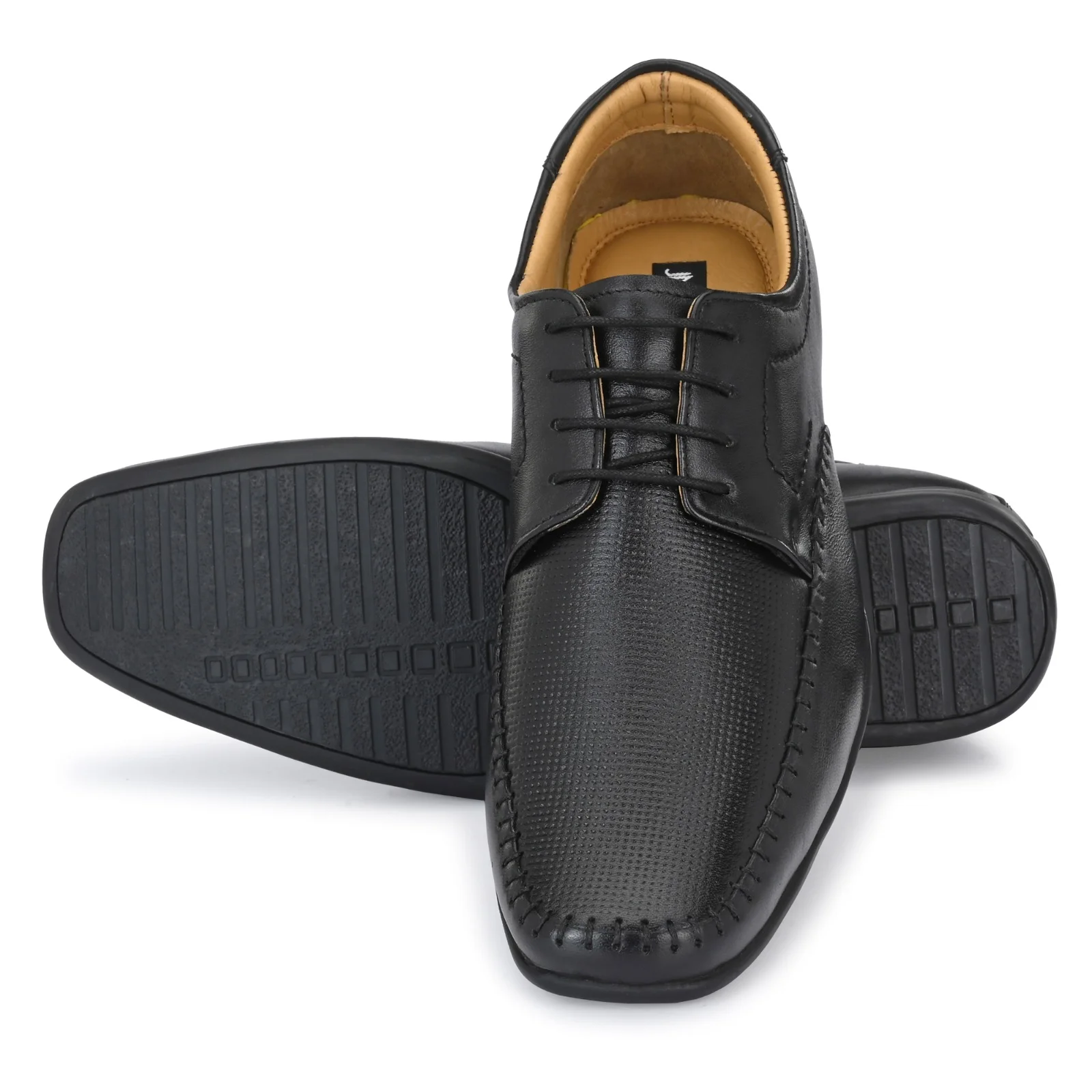 Jon Marker Leather Formal derby Shoes - A7004 Black - Image 4