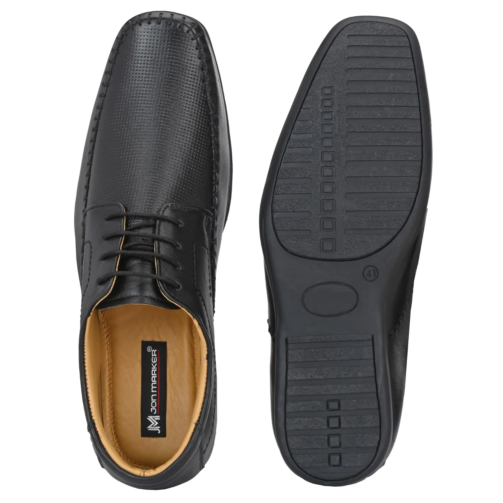 Jon Marker Leather Formal derby Shoes - A7004 Black - Image 2