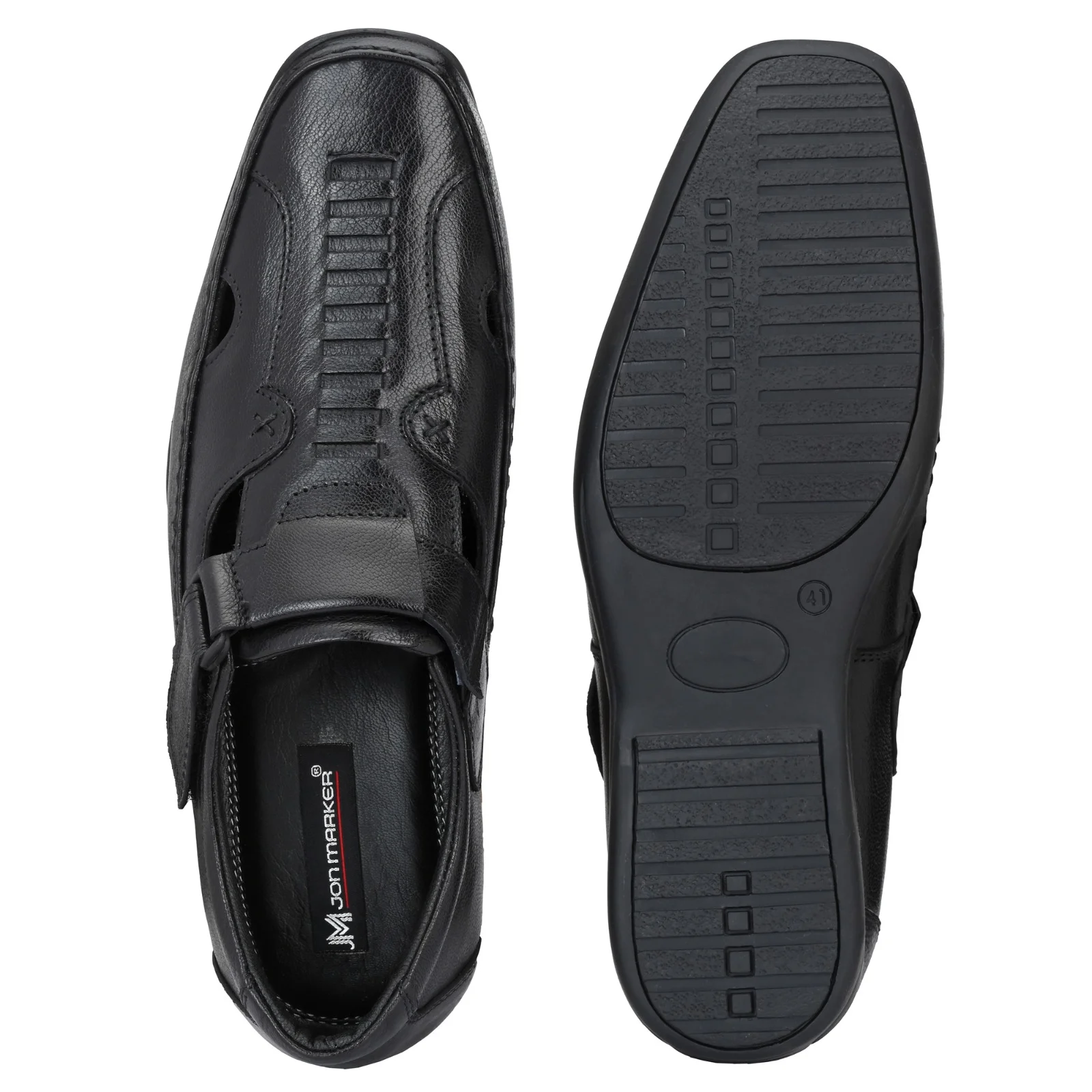 Jon Marker Leather Roman Sandal - A7001 Black - Image 3