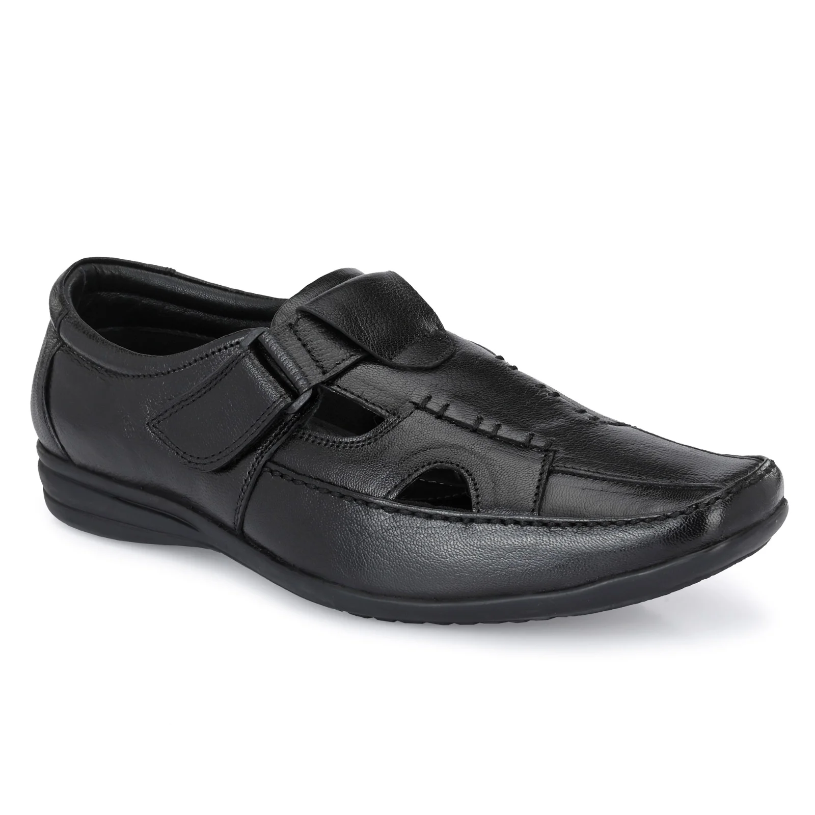 Jon Marker Leather Roman Sandal - A7002 Black
